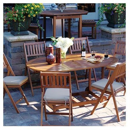 OUTDOOR INTERIORS 7PCWD Oval Table Set S10555
